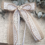 Dekoschleife Schleife Antennenschleife Hochzeit vintage Jute Spitze Birkenherz
